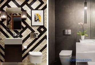 La décoration d'une petite toilette, les règles de choix des matériaux et des couleurs, les détails et styles populaires