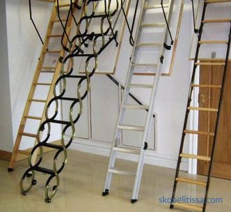 Escaliers menant au grenier: types, classification, méthodes d'installation
