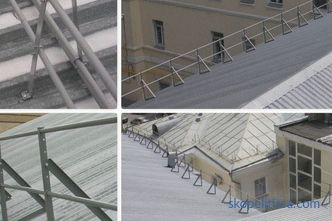 types de tablier, hauteur minimale et dispositif de jonction du parapet au toit plat selon SNiP