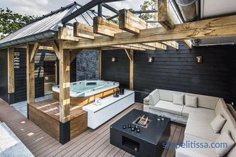 Projets de bains avec terrasse et barbecue: photos, disposition, emplacement
